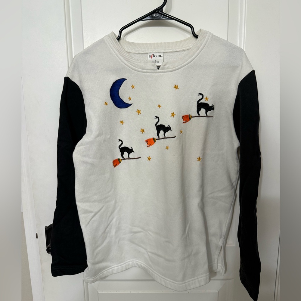 Aileen Women's Embroidered Halloween Cat Sweater